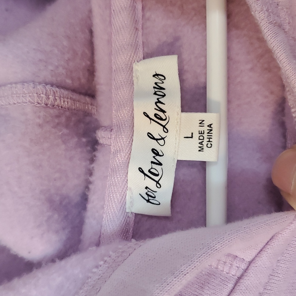 For Love & Lemons × Victoria Secret Josie Crop Hoodie Size Lg Lilac Drawstring - Picture 7 of 12